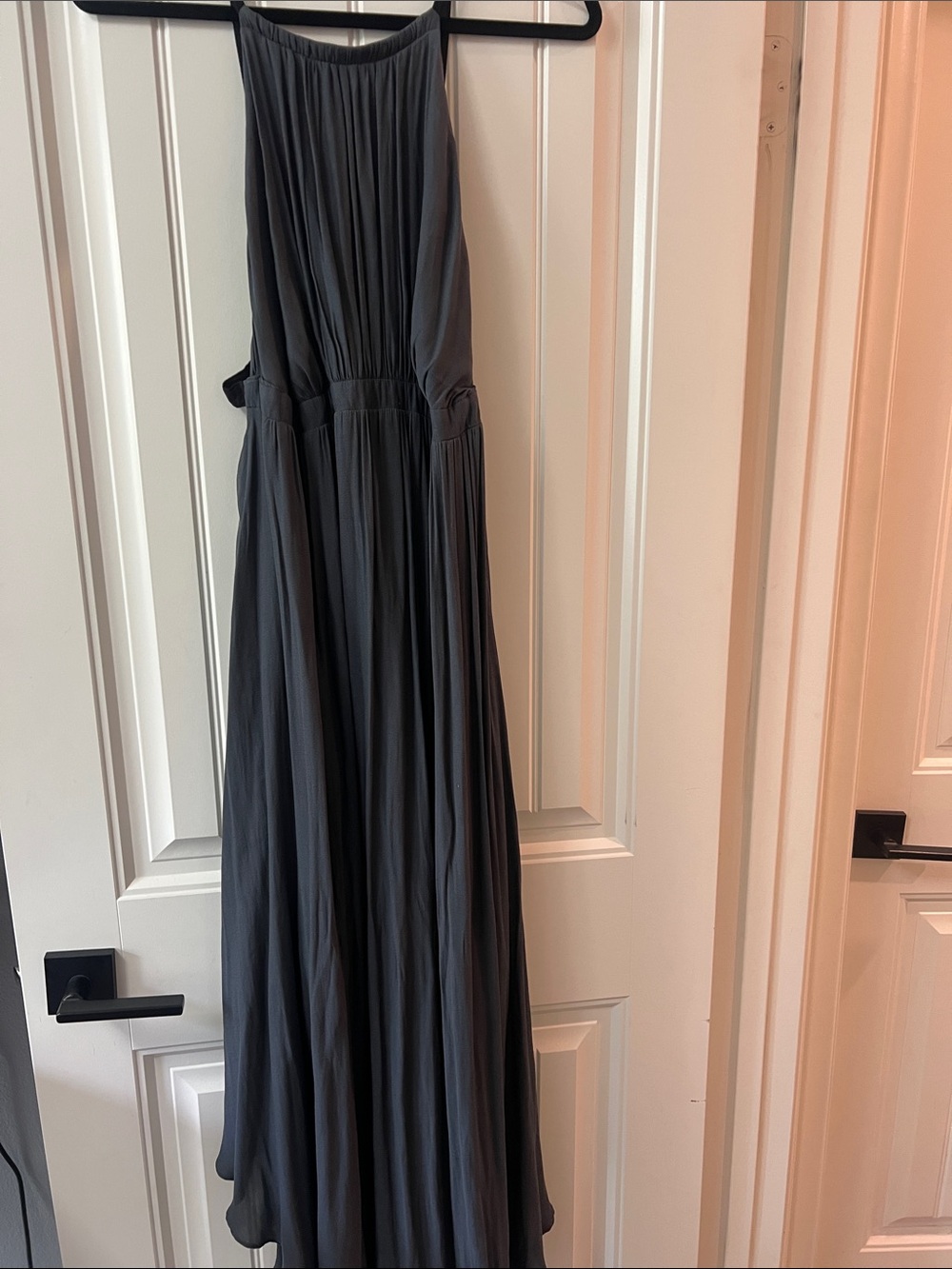 Free People Charcoal Gray Pleated Maxi Dress